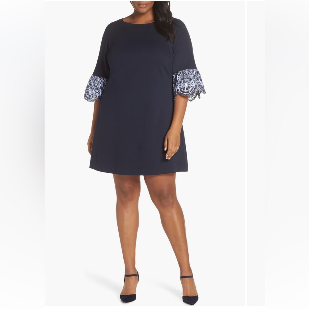 Eliza J Navy Flare Sleeve Shift Dress